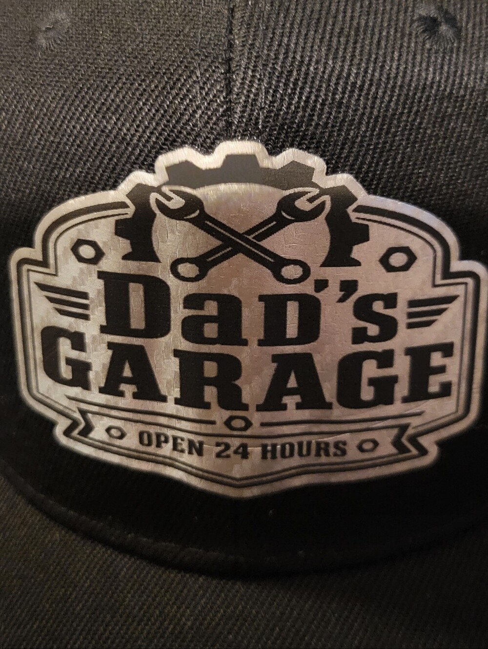 NEW Dads Garage Black Hat W/ Custom Carbon Fiber Patch Adjustable 6 Panel